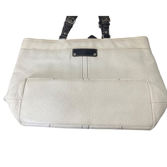 Coach Hamilton Tote Bag Pebble Leather Off-White With Black Handles - Picture 4 of 8